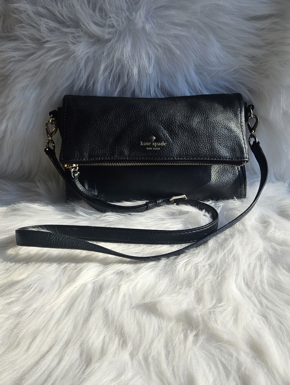 Kate Spade Black Pebbled Leather Crossbody Purse